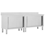 vidaXL Tables avec portes coulissantes 2 Pièces 240x50x(95-97) cm Inox