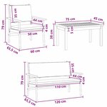 Ensemble de canapé de jardin 4 pièces avec coussins en bois d'acacia