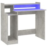 vidaXL Bureau et lumières LED Gris béton 97x45x90 cm Bois d'ingénierie
