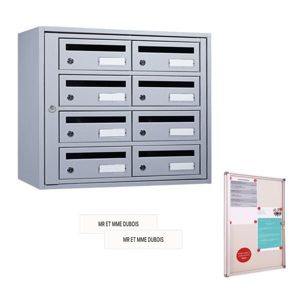 Offre Pack : Bloc B8 Essentielle 380 Acier Alu blanc + Tableau d'affichage A4 & Etiquettes