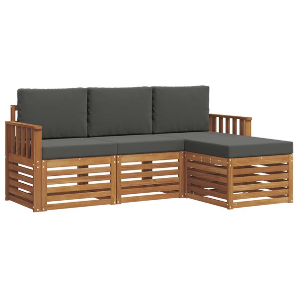 vidaXL Ensemble de canapés d'extérieur 4 pc Naturel et Anthracite