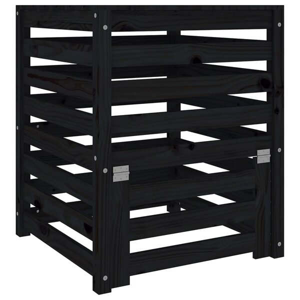 vidaXL Composteur Noir 63 5x63 5x77 5 cm Bois massif de pin
