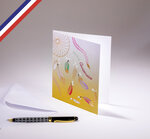Carte double aurore créée et imprimée en france sur papier certifié pefc - joyeux anniversaire - attape-rêves