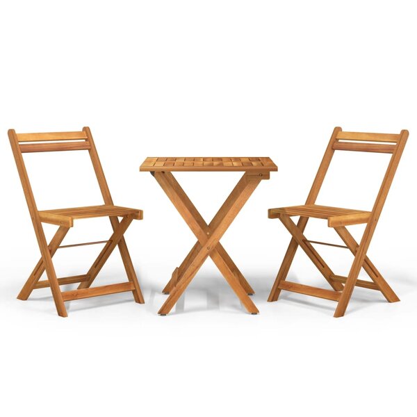 vidaXL Ensemble de bistro pliable 3 Pièces bois d'acacia solide