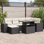 vidaXL Salon de jardin 7 Pièces avec coussins noir résine tressée