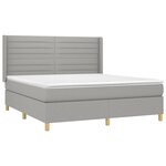 vidaXL Sommier à lattes de lit matelas LED Gris clair 180x200 cm Tissu