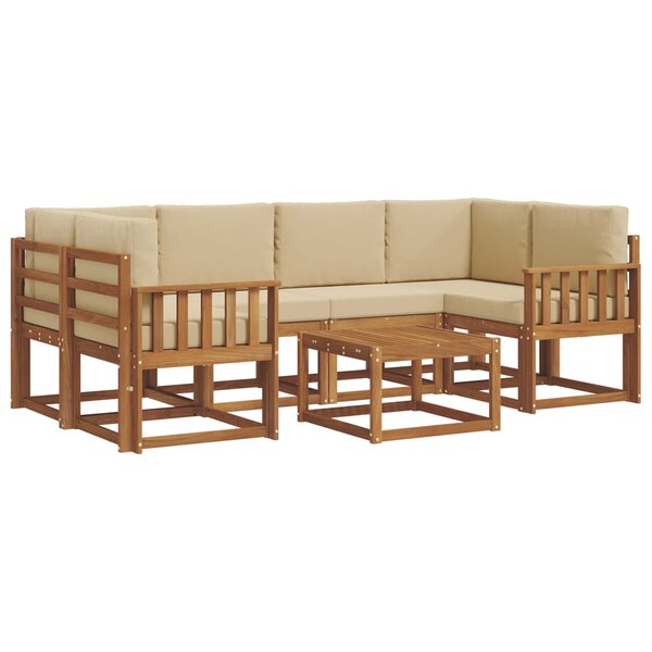 vidaXL Ensemble de canapés d'extérieur 7 pc Naturel et Beige