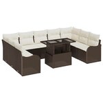 vidaXL Ensemble de canapé de jardin 10 Pièces Marron Poly rotin