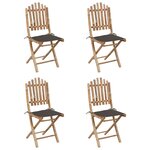 vidaXL Mobilier à dîner d'extérieur pliable 5 Pièces avec coussins bambou