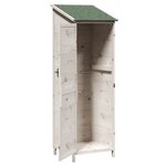 vidaXL Abri de jardin Blanc 59 5 x 56 x 176 5 cm Bois de Sapin Massif