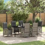 vidaXL Ensemble de salle à manger pour jardin 7 Pièces Gris Poly rotin