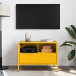 vidaXL Meuble TV jaune moutarde 68x39x50 5 cm acier