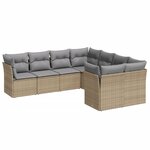vidaXL Salon de jardin avec coussins 8 Pièces beige résine tressée