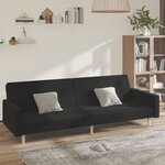 vidaXL Canapé-lit à 2 places noir tissu