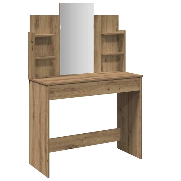 vidaXL Coiffeuse avec miroir chêne artisanal 96x39x142 cm