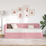 vidaXL Cadre de lit d'angle avec matelas Rose 80 x 200 cm Velours