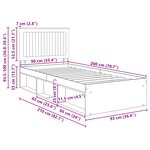 vidaXL Cadre de lit Béton 90 x 200 cm Bois de pin massif