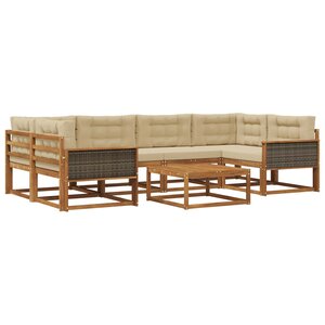 vidaXL Ensemble de canapés d'extérieur 7 Pièces Naturel et Beige