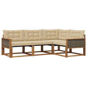 vidaXL Ensemble de canapés d'extérieur 4 Pièces Naturel et Beige