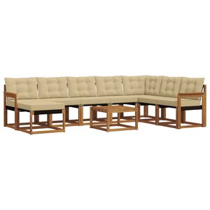 vidaXL Ensemble de canapés d'extérieur 9 Pièces Naturel et Beige