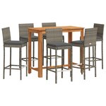 vidaXL Ensemble de bar de jardin 7 Pièces gris bois massif acacia rotin