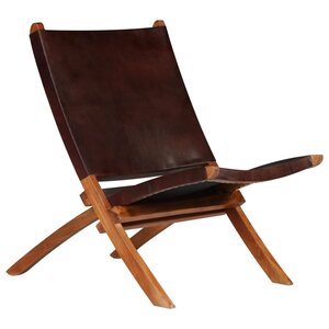 vidaXL Chaise de relaxation pliable Marron Cuir véritable