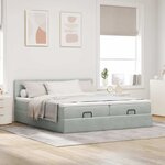 vidaXL Cadre de lit ottoman avec matelas gris clair 200x200 cm velours