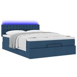 VidaXL Cadre de lit ottoman avec matelas bleu 140x200 cm tissu