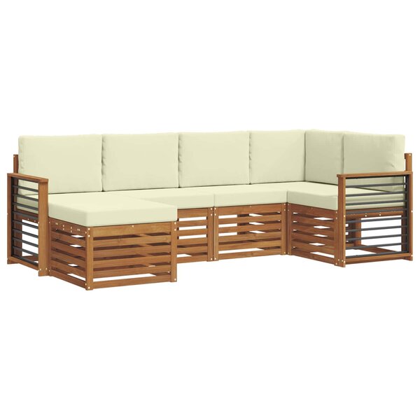 vidaXL Ensemble de canapé d'angle avec coussin 6 Pièces Naturel et Crème