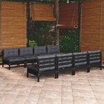 vidaXL Salon de jardin 9 Pièces avec coussins bois de pin massif