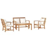 Ensemble de canapé de jardin 4 Pièces Naturel Bois de teck solide
