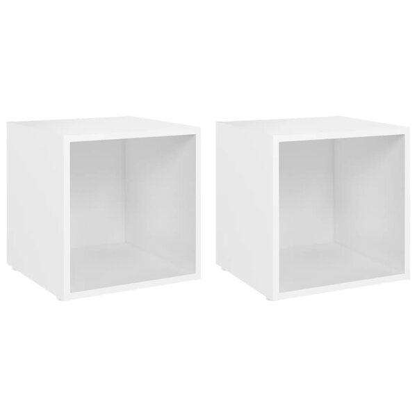 vidaXL Meubles TV 2 Pièces Blanc 37x35x37 cm Bois d’ingénierie