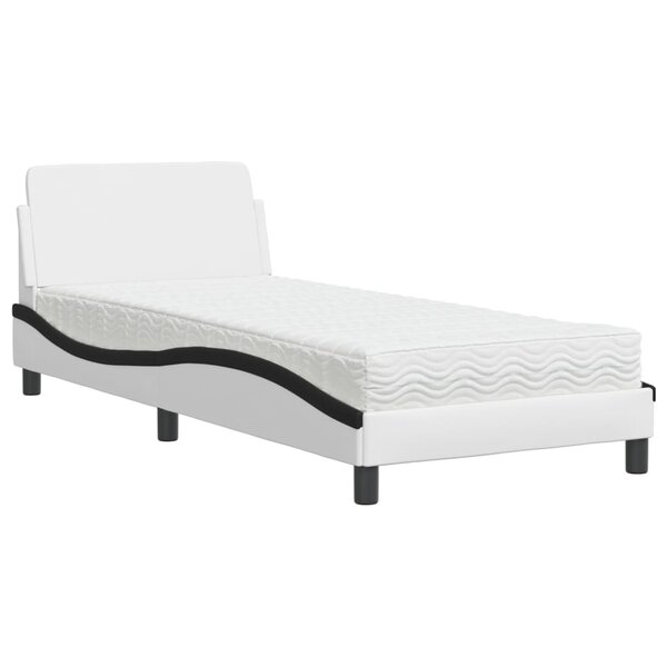 vidaXL Lit avec matelas Dover blanc et noir 90x200 cm similicuir