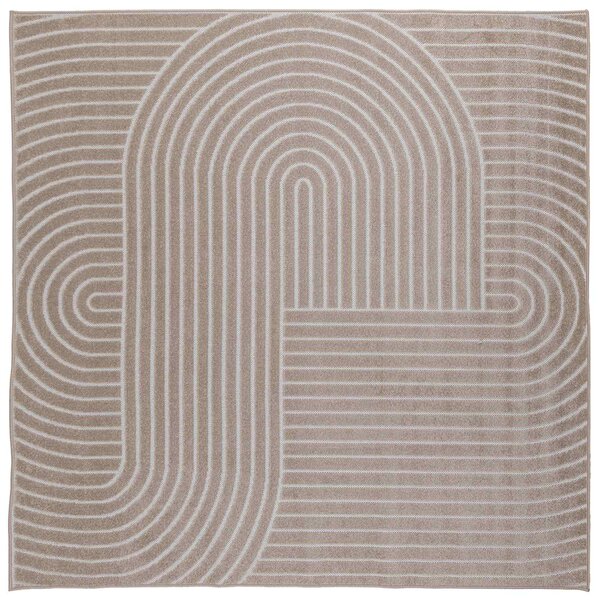 vidaXL Tapis de surface Carré HUARTE Beige 120 x 120 cm Polyester