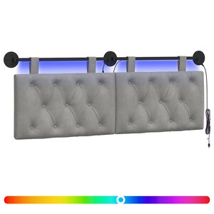 vidaXL Tête de lit suspendue Gris clair Velours