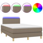 vidaXL Sommier à lattes de lit matelas et LED taupe 120x190 cm tissu