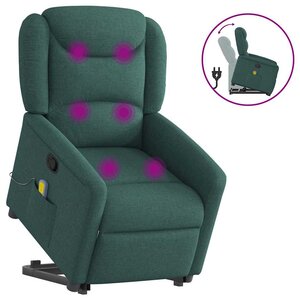 vidaXL Fauteuil inclinable de massage Vert foncé Tissu