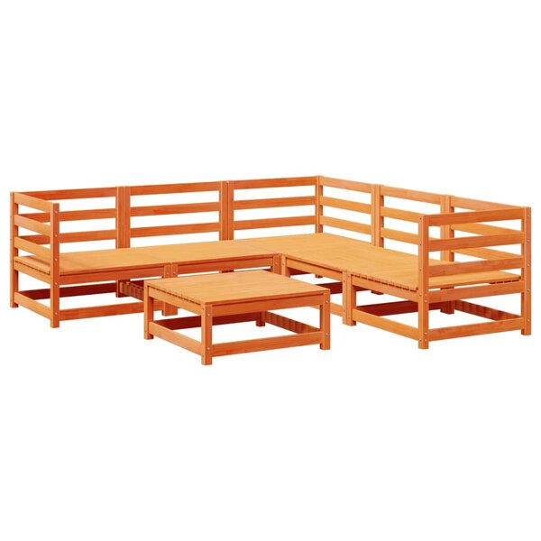 vidaXL Salon de jardin 6 Pièces cire marron bois de pin massif
