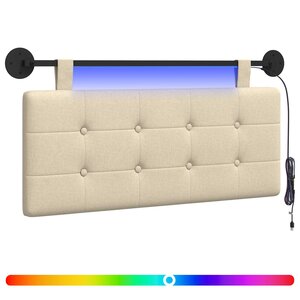 vidaXL Tête de lit suspendue Avec lumière LED Crème Tissu