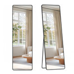 Miroir pleine longueur 150 x 40 cm miroir sur pied rectangulaire cadre en alliage d'aluminium verre trempé pour chambre à coucher salon garde-robe noir 12_0006610