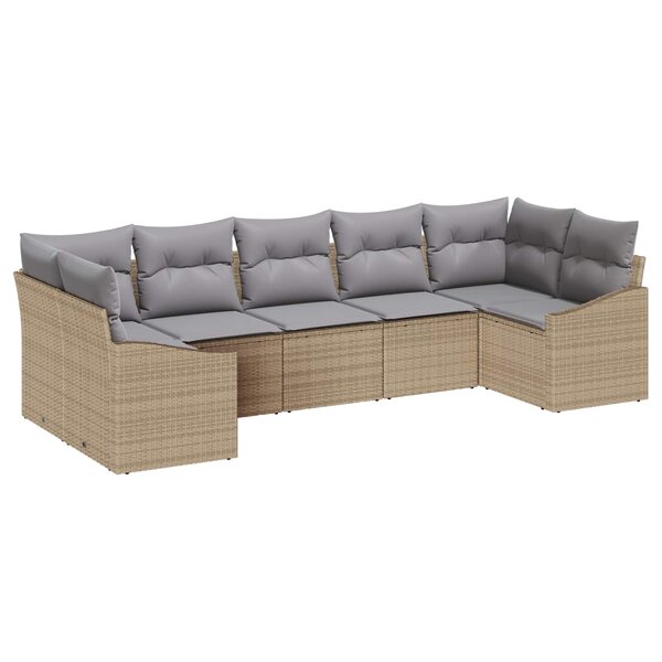 vidaXL Ensemble de canapé de jardin 7 Pièces Beige et Gris clair