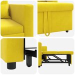 vidaXL Sofa lit convertible 3-en-1 jaune en velours