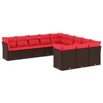 vidaXL Salon de jardin et coussins 11 Pièces marron résine tressée