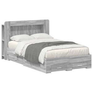 vidaXL Cadre de lit avec rangement Sonoma gris 120 x 190 cm