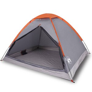 vidaXL Tente de camping à dôme 2 personnes gris et orange imperméable