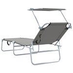 vidaXL Transat 2-personne 2 Pièces Gris 58 x 188 x 77cm tissu