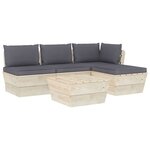 vidaXL Salon de jardin palette 5 Pièces avec coussins Épicéa imprégné