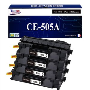 T3AZUR -4x Toners compatibles avec HP CE505A (05A) pour HP LaserJet P2030  P2035  P2035N  P2050  P2050D  P2055  P2055D  P2055DN  P2055