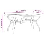 vidaXL Table de jardin Noir 140x70x70 cm Acier et verre