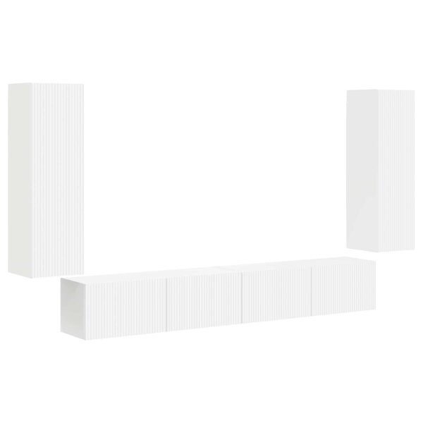vidaXL Ensemble de meuble TV mural 4 Pièces Blanc Bois d'ingénierie